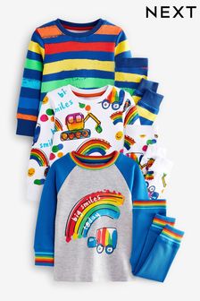 Regenbogen/Fahrzeuge - Kuschelige Pyjamas im 3er-Pack (9 Monate bis 12 Jahre) (U73887) | 39 € - 47 €