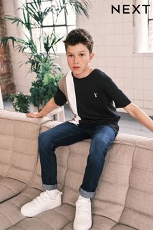 Noir/Fauve Marron Verticale - T-shirt multicolore à manches courtes (3-16 ans) (U73987) | 11€ - 18€