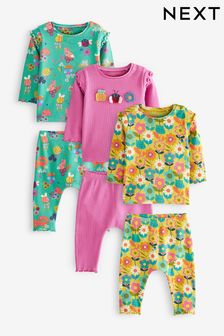 Groen en roze - 6-delige babyset van T-shirts en leggings (U73994) | €40 - €42