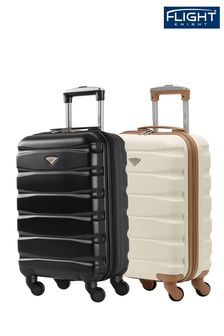 Negro + Crema - Juego de 2 maletas rígidas de cabina con ruedas de 55x35x20 cm compatible con EasyJet de Flight Knight (U74108) | 127 €