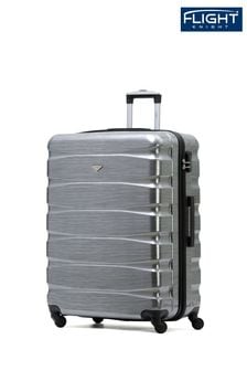 כסף מבריק - מזוודה קשיחה גדולה וקלת משקל בצורת משבצות עם גלגלים של 4 Flight Knight (U74109) | ‏402 ‏₪