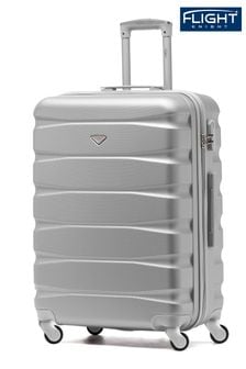 Flight Knight Silver Medium Hardcase Lightweight Check In Suitcase With 4 Wheels (U74115) | €82