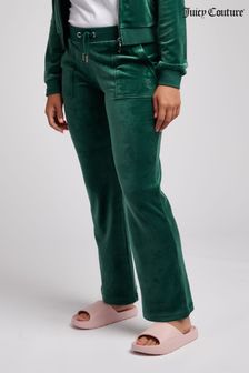 Juicy Couture Green Tonal Embro Velour Patch Pocket Wide Leg Joggers (U74138) | €69 - €92