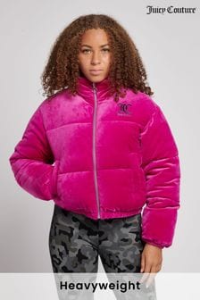 Juicy Couture Pink Velour Puffer Jacket (U74141) | $188 - $247