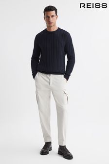 Reiss Arlington Slim Fit Wool-Cotton Cable Knit Jumper