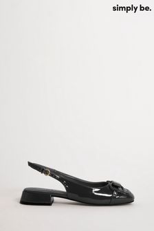 Simply Be Snaffle Trim Slingback Black Shoes In Wide Fit (U74334) | €21.50
