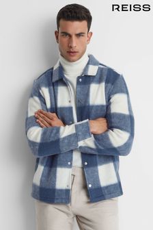 Reiss Blue Scott Brushed Check Overshirt (U74338) | $283