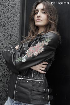 Religion Aurora Leather Jacket with Heavy Embellishment and Studs