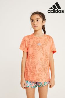 adidas Orange Junior Running AEROREADY 3-Stripes Allover Print T-Shirt (U74559) | €29