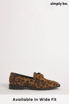 Simply Be Animal Print Classic Loafers With Bow Trim In Wide Fit (U74562) | 44 €
