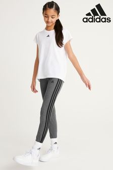 adidas Grey Junior Essentials 3-Stripes Cotton Leggings (U74575) | €22.50