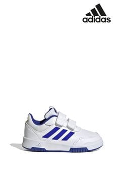 adidas White/Blue Tensaur Hook and Loop Shoes (U74679) | $37