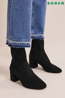 Boden Dark Black Stretch Ankle Boots (U74680) | AED610