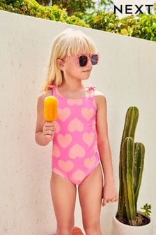 Bright Pink Heart Swimsuit (3mths-16yrs) (U74698) | kr210 - kr300