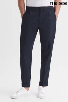 Reiss Navy Brighton Relaxed Drawstring Trousers with Turn-Ups (U74734) | 211 €