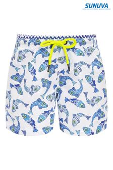 Sunuva Batik Fish Swim White Shorts
