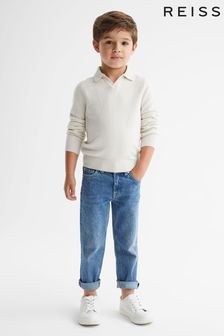 Reiss Milk Swift Junior Wool-Cashmere Blend Open Collar Polo (U74842) | KRW85,500