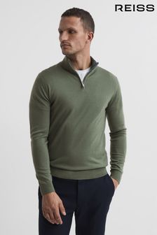 Reiss Rosemary Blackhall Merino Wool Half-Zip Funnel Neck Jumper (U74846) | SGD 270