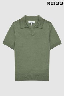 Reiss Rosemary Duchie Junior Merino Wool Open Collar Polo Shirt (U74847) | LEI 231
