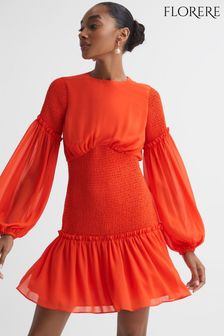 Florere Round Neck Shirred Mini Dress (U74887) | kr3 630