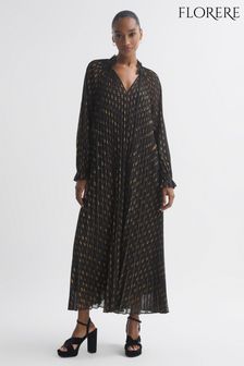 Przejrzysta sukienka midi Florere z długim rękawem i metalicznym wykończeniem (U74933) | 1,755 zł