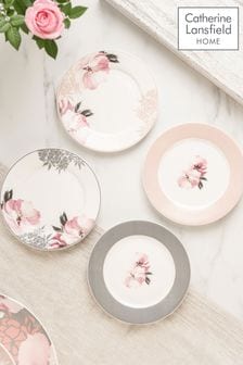 Catherine Lansfield Set Of 4 Dramatic Floral Cake Plates 6 Inch (U75002) | kr420