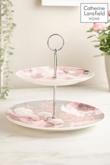 Catherine Lansfield Dramatic Floral 2 Tier Cake Stand