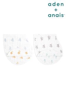 מארז של 2 סינרים לתינוקות מכותנת מוסלין אורגנית בצבע לבן של Aden + Anais (U75080) | ‏106 ‏₪