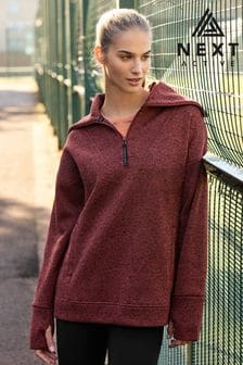 Rostbraun - Next Active Sports Outdoor-Sweatshirt mit RV-Kragen in Strickoptik (U75124) | 24 €