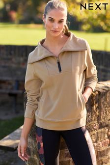 Tan Brown Next Elements Outdoor Zip Neck Fleece (U75126) | SGD 40