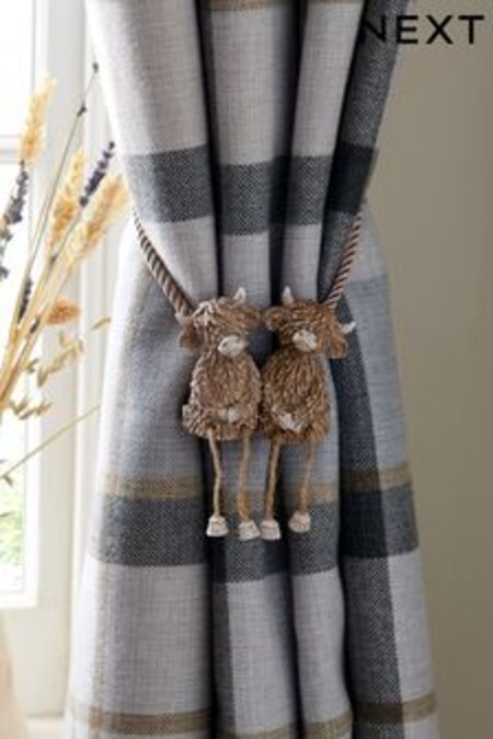 Set of 2 Natural Magnetic Hamish The Highland Cow Curtain Tie Backs (U75141) | $54