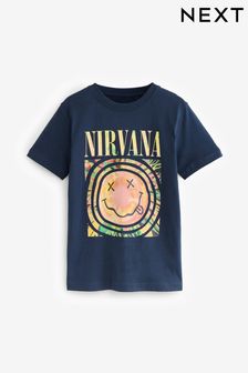 Granatowy - Nirvana Licensed Tie Dye T-shirt By Next (3-16 lat) (U75144) | 90 zł - 110 zł