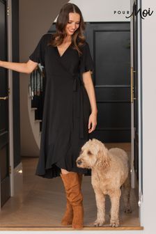 Črna - Pour Moi ovita obleka iz recikliranega materiala  Megan Slinky (U75227) | €28