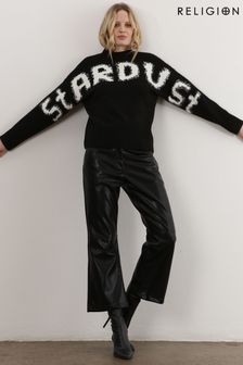 Religion Black Cute Stardust Slogan Crew Neck Jumper (U75340) | 130 €