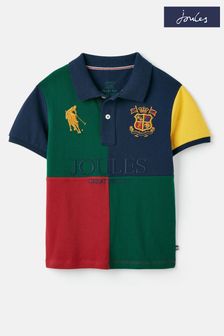 Joules Woody Hotchpotch Blue Colourblock Polo Shirt (U75371) | OMR13 - OMR16