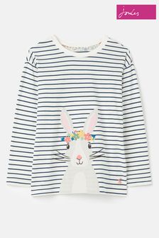 Joules Ava White Long Sleeve Jersey Artwork T-Shirt (U75413) | €30 - €36