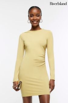 River Island Yellow Ruched Drape Mini Dress (U75560) | €24