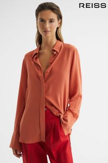 Reiss Orange Eden Matte Silk Tunic Shirt (U75600) | $449