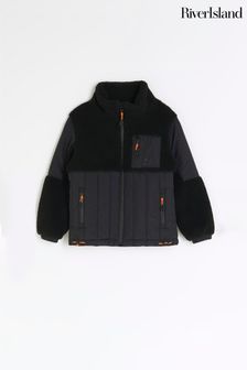 River Island Black Boys Borg Hybrid Jacket (U75685) | kr530 - kr700