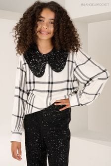 Angel & Rocket Saorise Karierte Bluse mit Paillettenkragen, Schwarz (U75709) | 20 € - 23 €