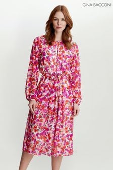 Gina Bacconi Pink Prathia Unwaisted Long Sleeve Dress With Belt (U75898) | €30