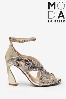 Moda in Pelle Gold Swoosh Heel Sandals With Cut Out Upper (U75937) | ₪ 419
