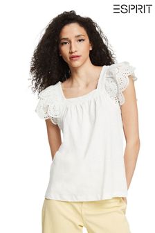 Esprit White Lace Detail Short Sleeves T-Shirt (U75995) | ₪ 186