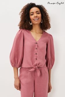 Phase Eight Pink Raven Linen Tie Front Blouse (U76132) | 50 €