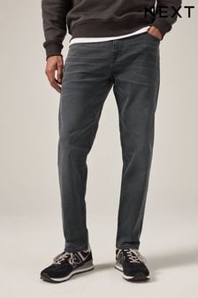 Sivá s vypraným efektom - Úzky strih - Strečové džínsy príjemné na dotyk (U76215) | €26