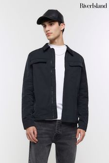 river island denim jacket black