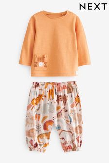 Rust Orange/Cream Character 2 Piece Baby T-Shirt And Leggings Set (U76557) | $24 - $27