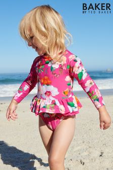 Baker By Ted Baker Pink Floral Sunsafe Swimsuit (U76689) | BGN73 - BGN78