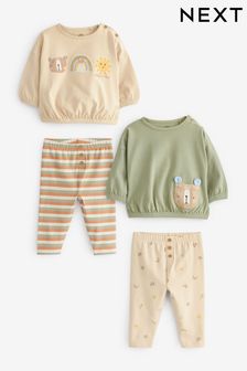 Oatmeal Bear 4 Piece Baby T-Shirts and Leggings Set (U76702) | €30 - €32