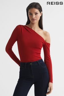 Reiss Red Lucy Off-Shoulder Fitted Top (U76834) | 979 SAR